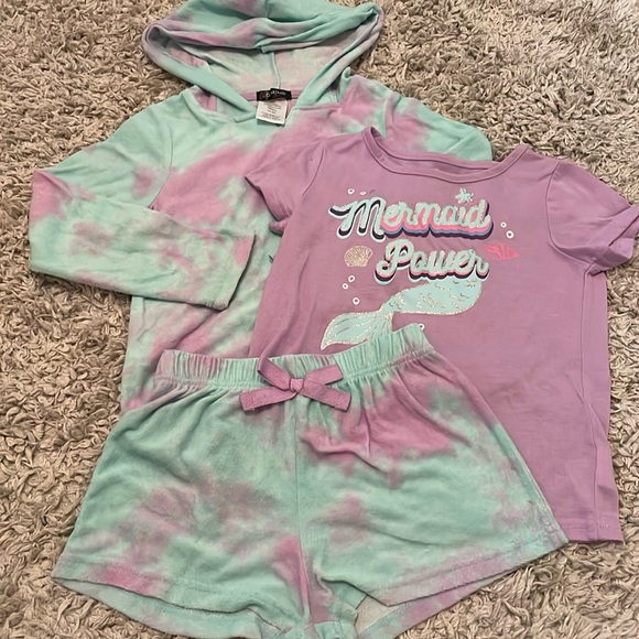 Cuddl Duds Hooded Top, Tee & Shorts Pajama Set, Size S (6/6X) - Picture 1 of 9